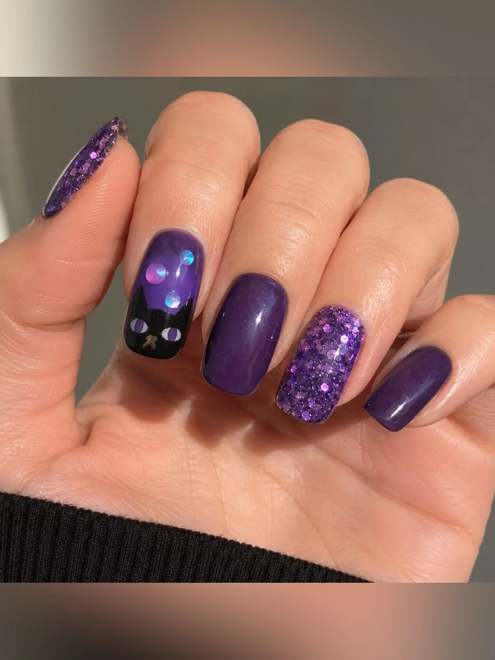 ImPRESS Spooky Purple Cat Glitter Press-On Nails